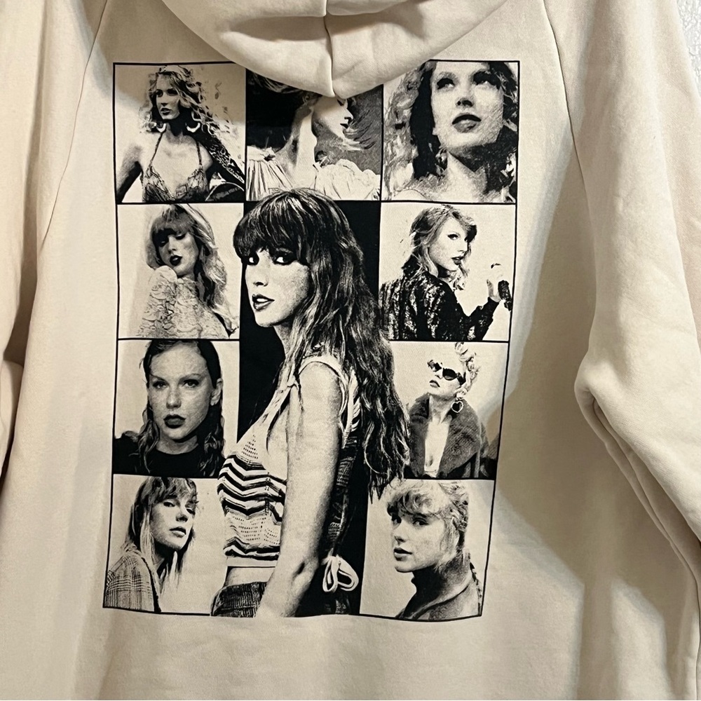 Taylor Swift The Eras Tour Beige Graphic Hoodie large Swiftie oversized lounge - Picture 6 of 8